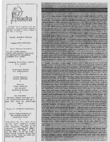 Gambar 3.1 Arikel "Manifes Tidak Mati" di majalah Sastra No.1 Tahun IV, 1964 diblok-tutup/ disensor (lihat gambar bagian yang dhitamkan) karena Presiden Soekarno melarang Manifes Kebudayaan pada 8 Mei 1964  (Sumber: Moeljanto, Prahara Budaya, 1999)  