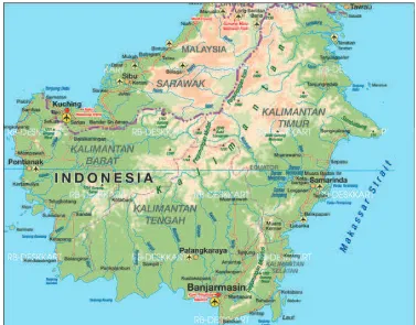 Gambar 1.20. Peta Kalimantan menunjukkan informasi kekayaan prasarana transportasi air