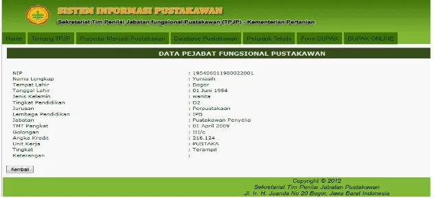 Gambar 5. Database pustakawan Kementan