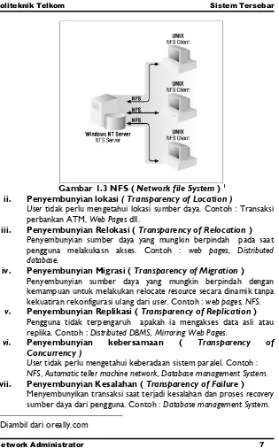 Gambar 1.3 NFS ( Penyembunyian lokasi  Network file System ) 1 ( Transparency of Location )