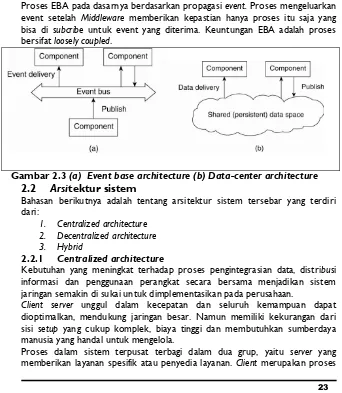 Gambar 2.3 (a)  Event base architecture (b) Data-center architecture 2.2Arsitektur sistem 