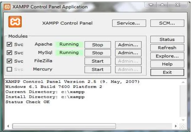 Gambar 2.1 Tampilan XAMPP Control 