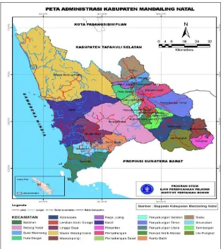 Gambar 4. Peta administrasi Kabupaten Mandailing Natal 