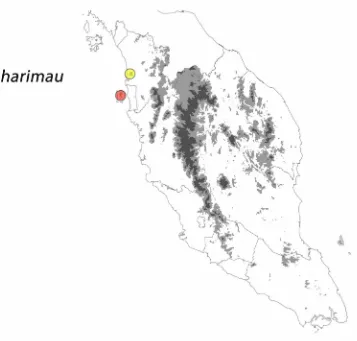 FIGURE 1. Type localities of Cnemaspis affinis and C. harimau sp. nov.