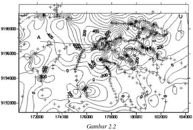Gambar 2.2 Peta Anomali Magnetik Sisa (dalam nT) Daerah G. Galunggung (gabungan hasil 