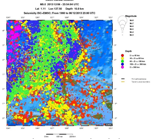 Gambar 3. Seismisitas Pulau Halmahera 