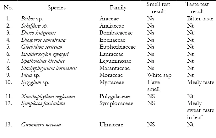 Table 1. Collected orangutan food plants in this study 