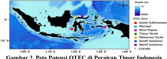 Gambar 2. Peta Potensi OTEC di Perairan Timur Indonesia 