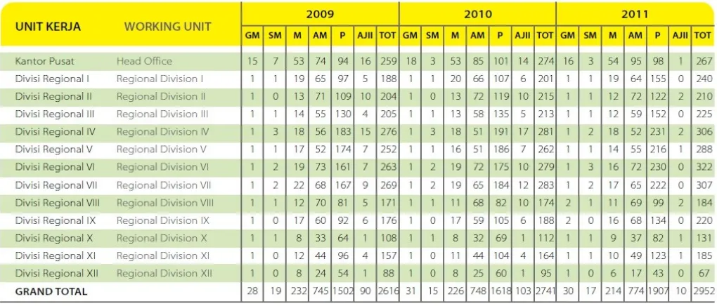 Tabel Pegawai Berdasarkan Status Kepegawaian 2009-2011 (sumber: Dok.Askes)