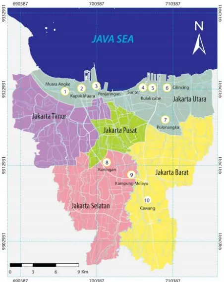 Figure 1, Jakarta and its districts (Marfai et al., 
