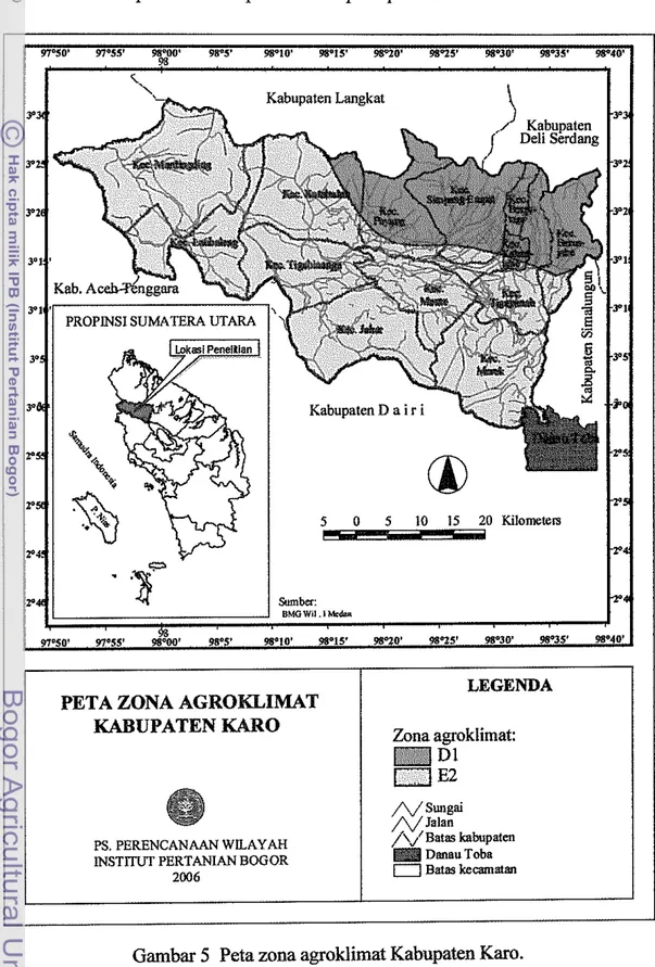 Gambar  5  Peta zona agroklimat Kabupaten Karo. PETA ZONA AGROKLIMAT 