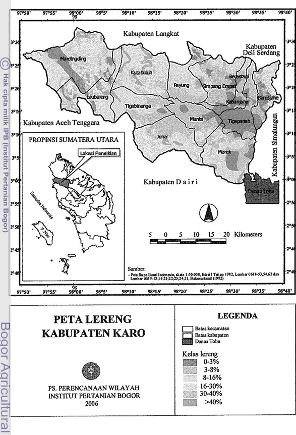 Gambar  7  Peta lereng Kabupaten Karo. 