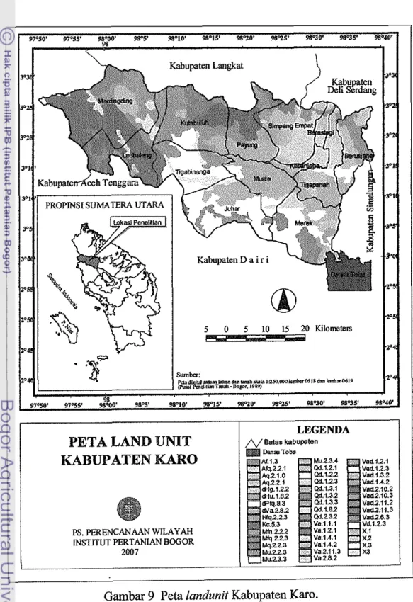 Gambar  9  Peta  landunit  Kabupaten Karo. 