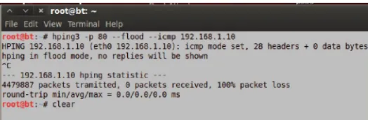 Gambar 4.13 Tampilan ICMP Flood Firewall & Log Analysis On 