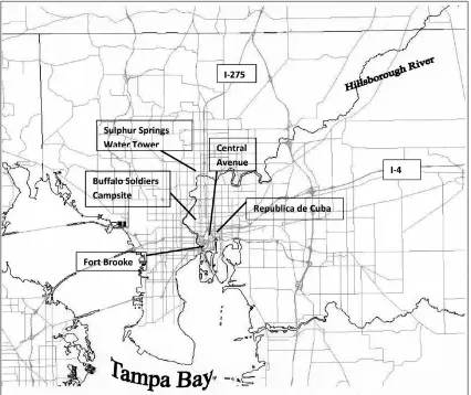 FiGURe 1. Project locations in tampa. (map by author, 2009.)