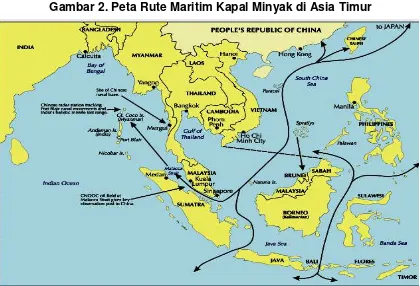 Gambar 2. Peta Rute Maritim Kapal Minyak di Asia Timur 