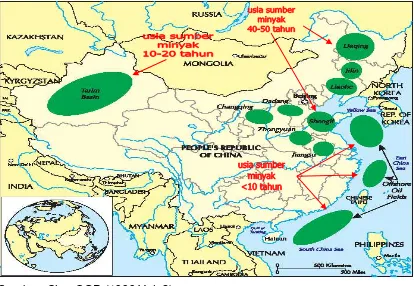 Gambar 3. Lokasi Sumur Minyak China di Wilayah Pesisir Luar Laut Cina Timur dan Laut Cina Selatan 