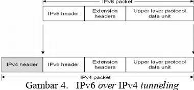 Gambar 4.   IPv6 over IPv4 tunneling