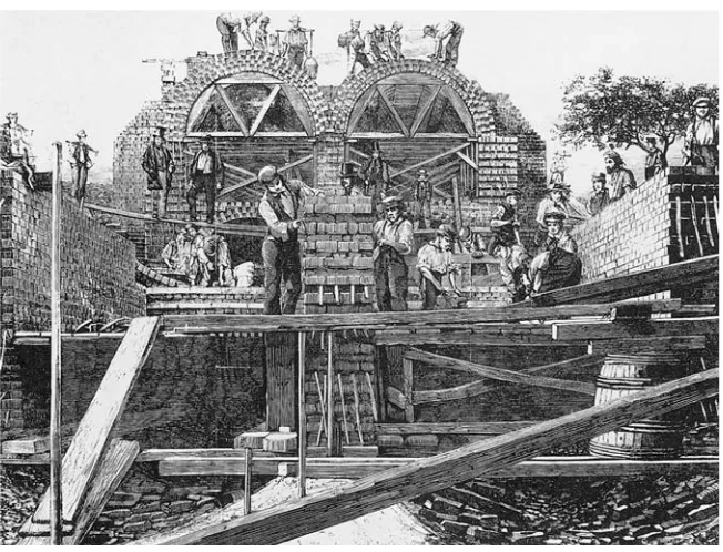 Fig. 1.4 Construction of Bazalgette’s sewers in London (from The Illustrated LondonNews, 27 August 1859, reproduced with permission of The Illustrated LondonNews Picture Library)
