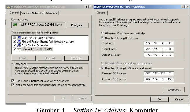 Gambar 4 menampilkan tampilan untuk setting IP address.