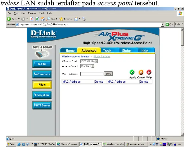 Gambar 2.   Contoh Tampilan Setting SSID dan Channel Pada DWL 2100AP