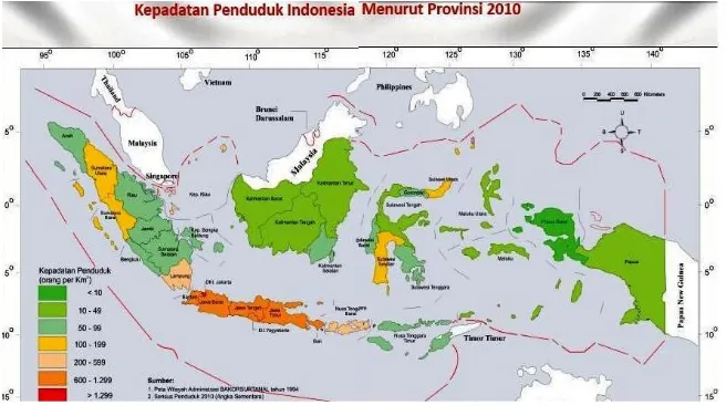 Gambar : peta penduduk indonesia 2010 