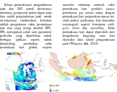 Gambar 2. Sebaran SPL Wilayah Indonesia dari Data MODIS 1 Austus 2013 