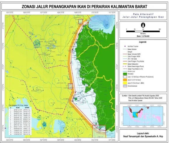 Gambar 7. Peta Alternatif Jalur Penangkapan Ikan di Kalimantan Barat (Harahap dan Yanuarsyah, 2012)  