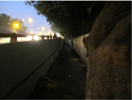 Fig 9: Pedestrian path, Moolchand Flyover; Source: Author