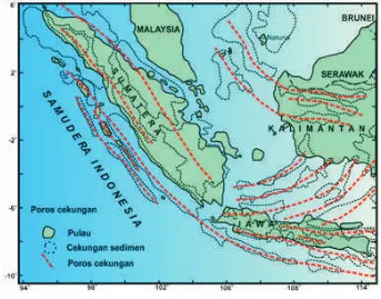 Gambar 4. Sebaran cekungan sedimen di Indonesia bagian barat membentuk pola semi konsentris.