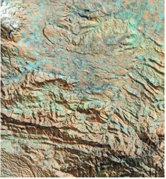 Gambar 4. Penampakan geomorfologi wilayah Kabupaten Kuningan pada hasil olahan citra Landsat2007)