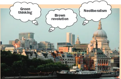 Figure 1: Currentperspectives on the city:green thinking, the brownrevolution andneoliberalism