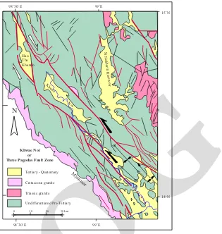 Figure 3. Simplified regional geology of western Thailand based on the Geological Survey of the Department of Mineral IJOGResources (1983)