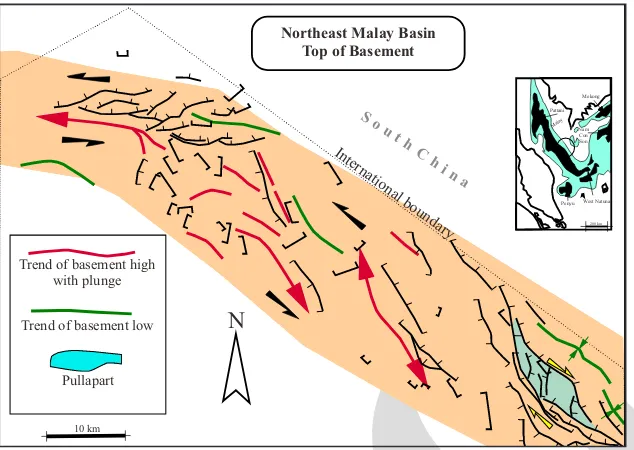 Figure 11. West Natuna Basin at the SE end of the Malay Basin possesses strong compressional structures comprising reverse faults and wrench-slip reversal.