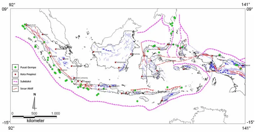 Gambar 2. Distribusi pusat gempabumi tektonik di Indonesia Oktober-Desember 2008. 