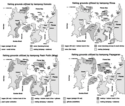 Figure 1a. Resource utilization patterns by communities in and around Komodo National Park (Kumpung Komodo, Rinca, Pasir Putih and Papagaran)