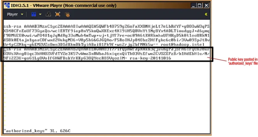 Figure 4-4. Pasting the public key in authorized_keys file