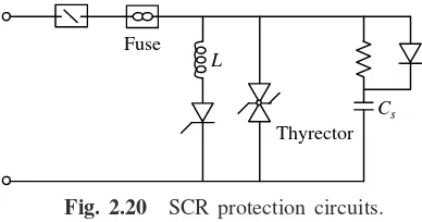 Figure 2.20 shows an overvoltage protection circuit using thyrector diode which has a lowresistance at high voltage and vice versa.