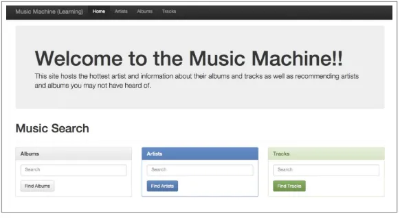 Figure 6-1. Screenshot of the mock music-listening website for which areal Mahout-Solr recommender was built.