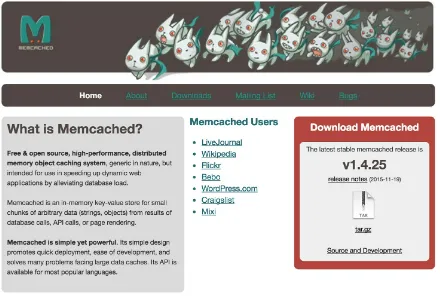 Figure 1-5. Homepage for memcached.org