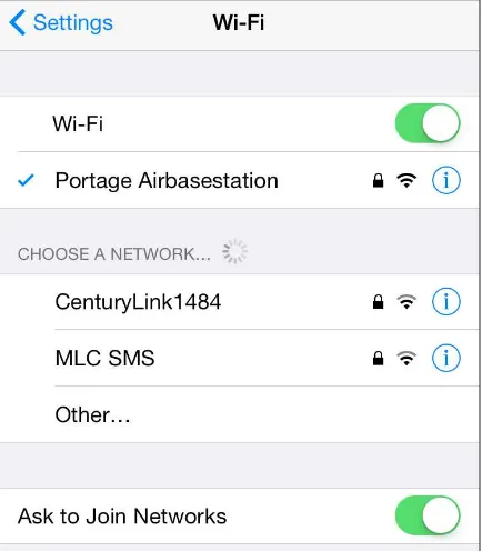 Figure 1: The Wi-Fi view has a list of available networks.