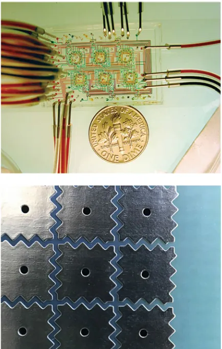 Fig. 1.2 Physical realizationof a ﬂow-based biochip of thesize of a dime [Whi06,Figure 1]