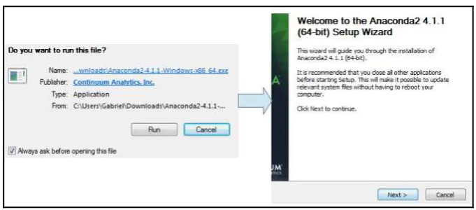 Figure 1: Beginning the installation of Anaconda on Microsoft Windows 7