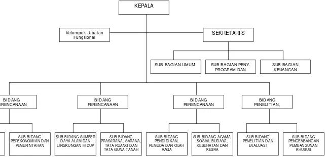 Gambar 10.2.  Struktur Organisasi Bappeda Berdasarkan Qanun No. 5 Tahun 2008