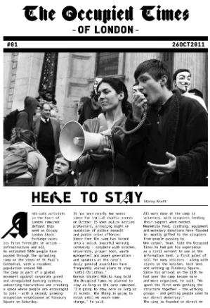 Fig. 4.2 Front page of first edition of The Occupied Times of London, 26 October 2011