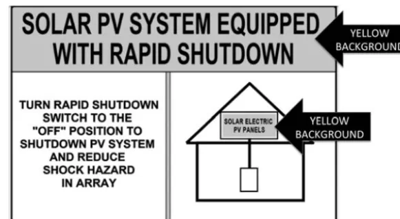 Figure 3.3 NEC Figure 690.56(C)(1)(a) reduced array shock hazard sign