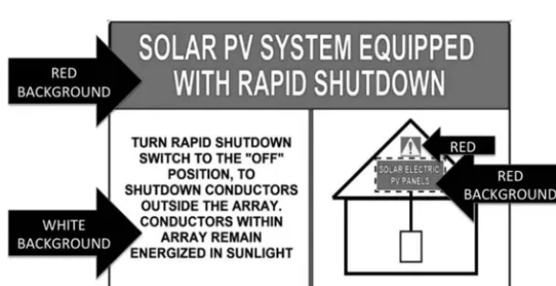 Figure 3.4  NEC Figure 690.56(C)(1)(b) conductors leaving array level rapid shutdown sign