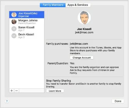 their details (  Figure 6      ). Figure 6: Manage payment method and family members in this dialog within the iCloud preference pane