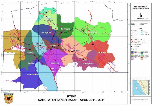 Gambar. 2.1 Peta Administrasi Kabupaten Tanah Datar