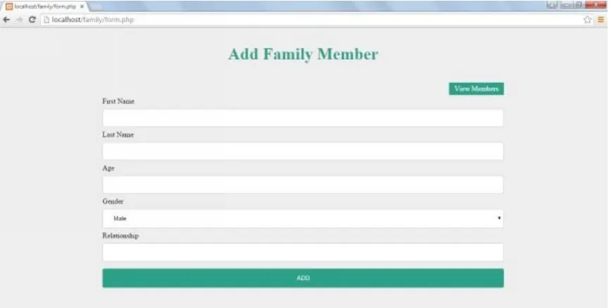 table and the following page should display with the form to add family members: